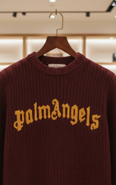 Burgundy Logo Knit Sweater Premium Streetwear Essential