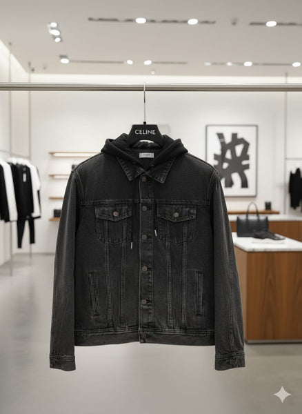 Imported Black Denim Hooded Jacket