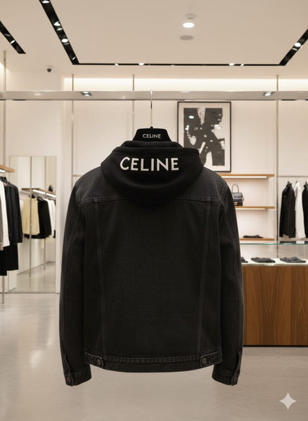Imported Black Denim Hooded Jacket