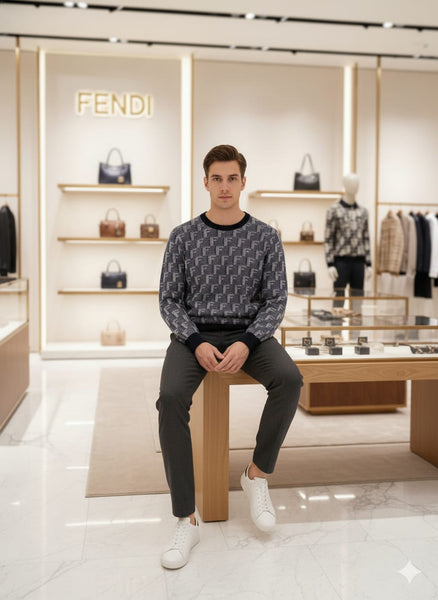 Luxury Elegant Monogram Knit Pullover for Men