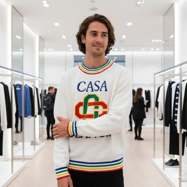 Imported Stacked Logo-Embroidered Pullover