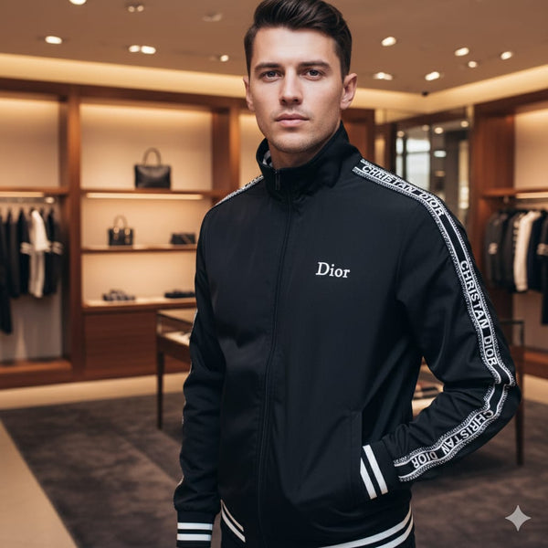 Premium  Brand Signature Track Jacket with Logo Tape Sleeves