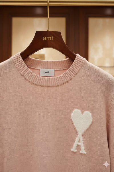 Luxury Crewneck Sweater with Heart Logo  Bold Contemporary Style