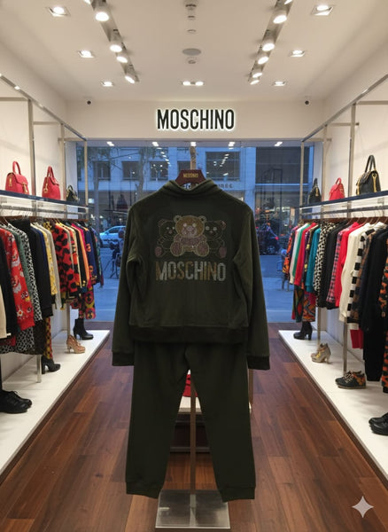 Olive Green Teddy Logo Tracksuit for Cozy Casual Style