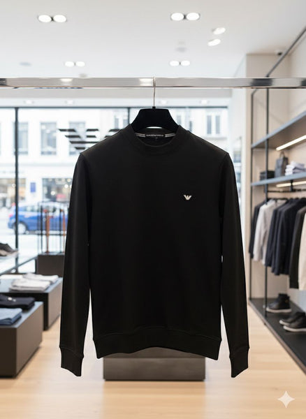 Elegant  Branded  Black  Classic Long-Sleeve Tee