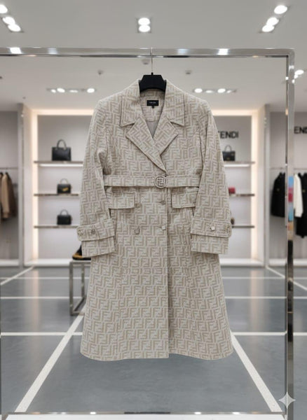 Elegant Beige Monogram Trench Coat – Timeless, Stylish & Premium