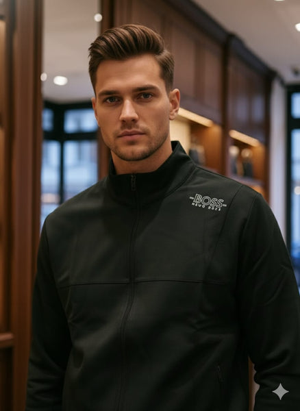 Classic Black Tracksuit Set – Zip Jacket & Jogger Pants