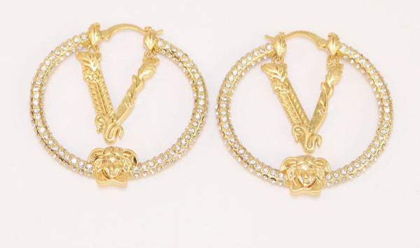 Luxury  Gold-Tone  medusa Hoop Earrings