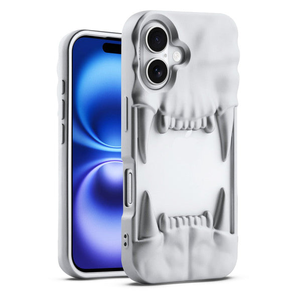 3D Skull, Tiger Fangs Silicone Case for iPhone 13, 14, 15 & 16 Series
