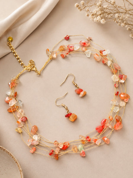 Multi-Strand Shell Coated Pearl & Bead Necklace Set