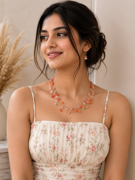Multi-Strand Shell Coated Pearl & Bead Necklace Set