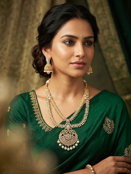 Regal Radiance South Indian Style Necklace & Jhumka Set
