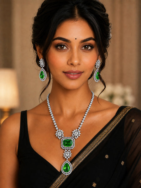 Luxury Emerald Green Crystal Necklace Set for Women