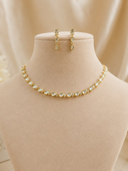 Premium Gold-Plated Kundan Necklace Set | Elegant Traditional Jewelry with Matching Earrings