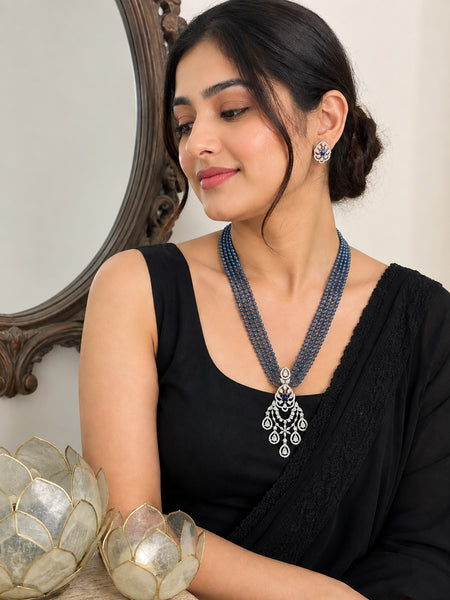 Elegant Onyx Blue Bridal Necklace Set