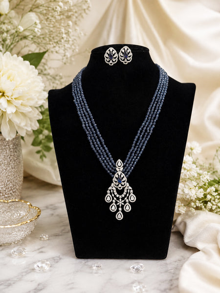 Elegant Onyx Blue Bridal Necklace Set