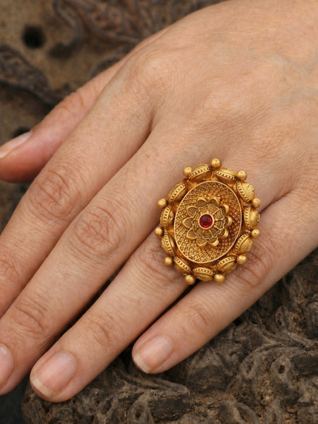 Antique Floral Statement Adjustable Ring