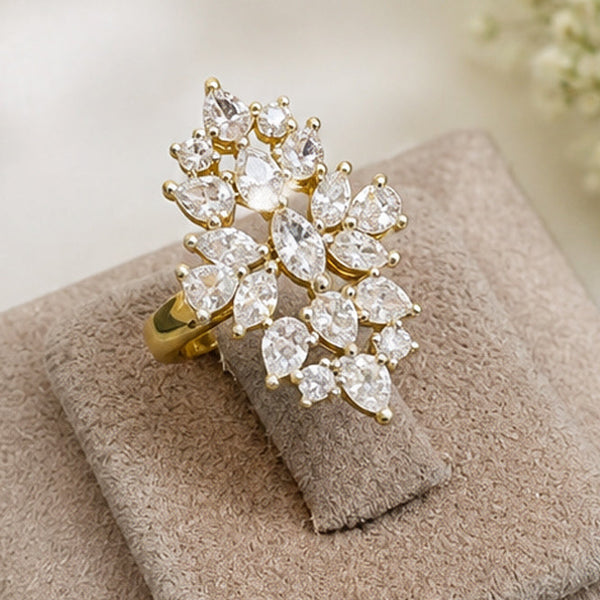 Elegant Silver Floral Statement Ring