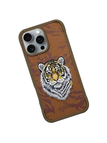 Santa Barbara Savanna Series Tiger Leather Case for iPhone 16 Series