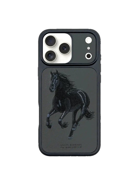 Santa Barbara Boris Series Embroided Horse Leather Case for iPhone 17 Series