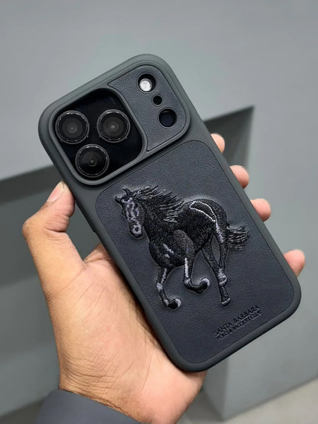 Santa Barbara Boris Series Embroided Horse Leather Case for iPhone 17 Series