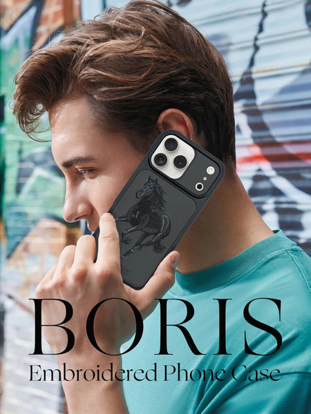 Santa Barbara Boris Series Embroided Horse Leather Case for iPhone 17 Series