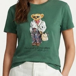 Premium Polo Bear Graphic Green T-Shirt for Women
