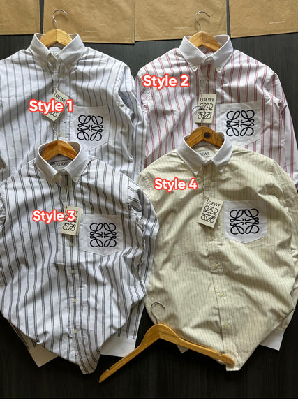 Men’s Premium Striped  Shirt  Embroidered Anagram Pocket Design