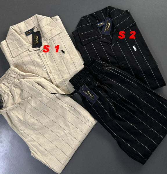 Imported Exclusive Premium Quality Regular Fit Co-Ord Set for Men – Luxury Striped Collection with Embroidery Logo on Front