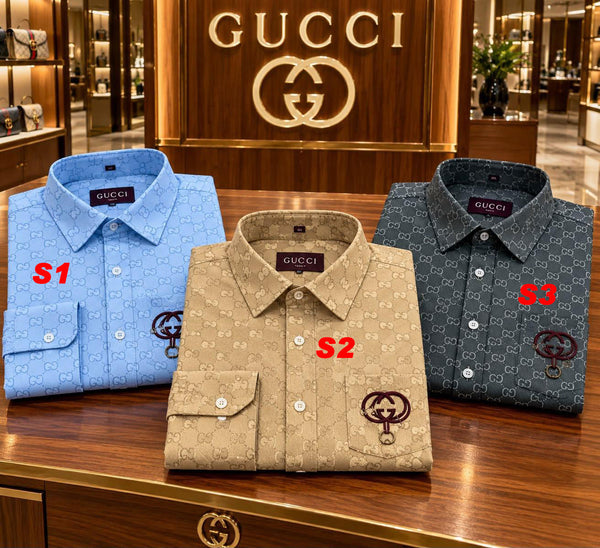 Premium Exclusive High-End Authentic Charcoal Monogram Print Regular Fit Shirt