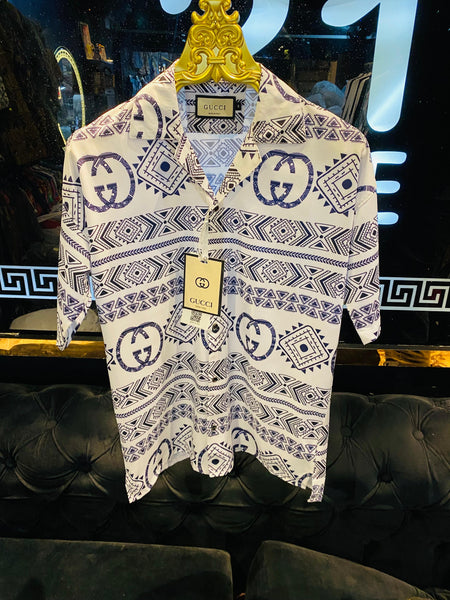 Men White Drop Shoulder Abstract Print Shirt