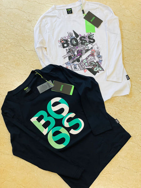 Premium Logo Print Cotton Full Sleeve Kids Polo Tshirt