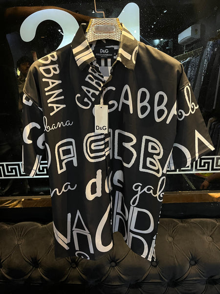 Luxury Brand Drop Shoulder Cuban Collar Monogram Shirt