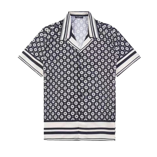 Luxury Twill Hawaiian With DG Logo Print Drop Shoulder Shirt