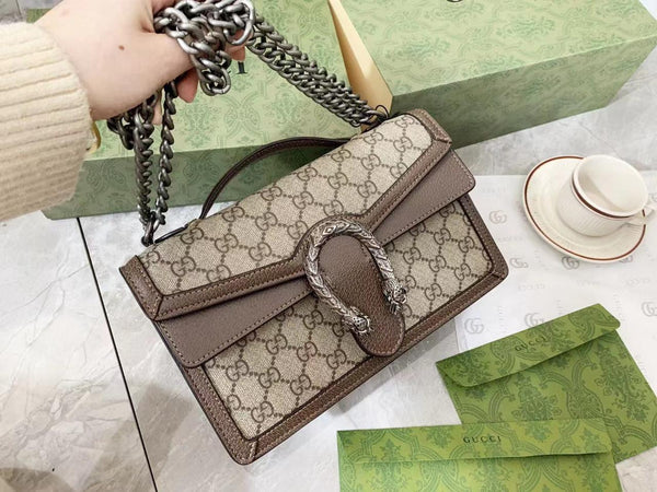 Beige GG Supreme Canvas Dionysus Top Handle Chain Bag