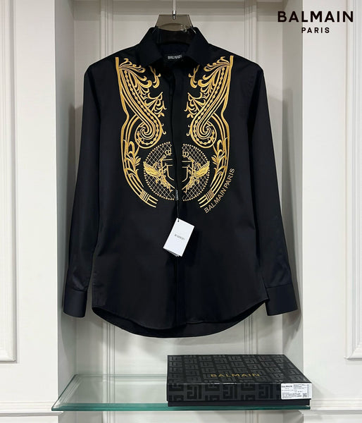 Luxury Gold Symmetric Embroidered Shirt