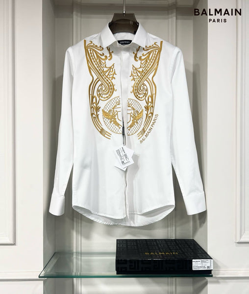 Luxury Gold Symmetric Embroidered Shirt