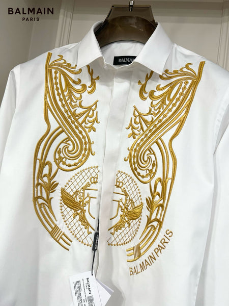 Luxury Gold Symmetric Embroidered Shirt