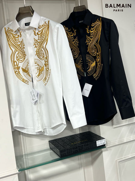 Luxury Gold Symmetric Embroidered Shirt