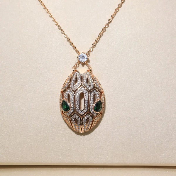 Premium Serpent Pendant Set in Rose Gold Finish