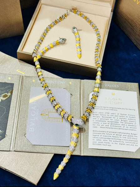 Platinum Plated Designer Necklace With Matching Earrings
