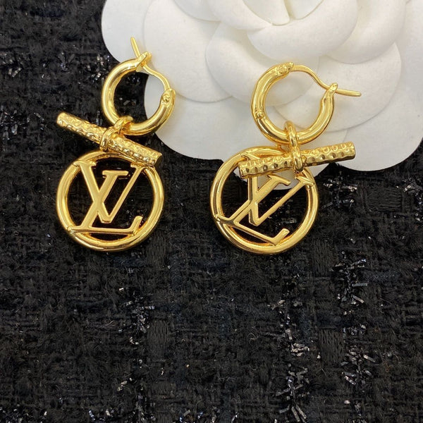 Luxury Gold Tone Hoop Drop Earrings  Stylish Design Jewellery for Women