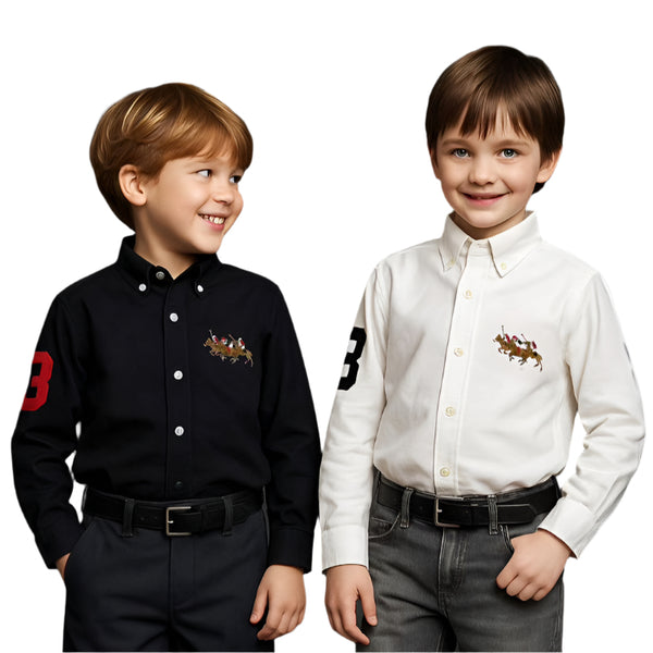 Premium Patched Polo Horse  Kids' Full-Sleeve Shirts