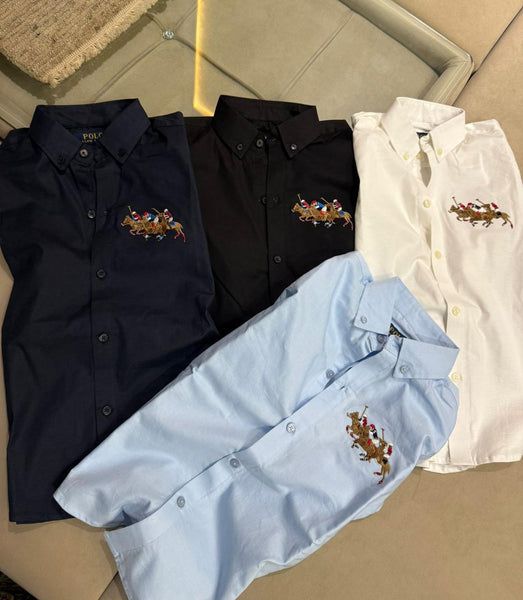 Premium Patched Polo Horse  Kids' Full-Sleeve Shirts