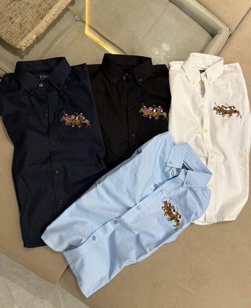 Premium Patched Polo Horse  Kids' Full-Sleeve Shirts