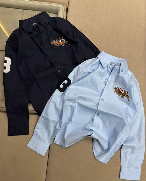 Premium Patched Polo Horse  Kids' Full-Sleeve Shirts