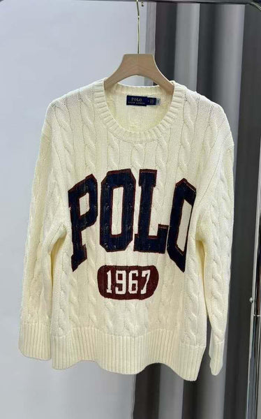 Premium Logo Cable Knit Crewneck Pullover