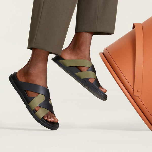 Olive & Black Crossover Comfort Slides  Luxe Everyday Wear