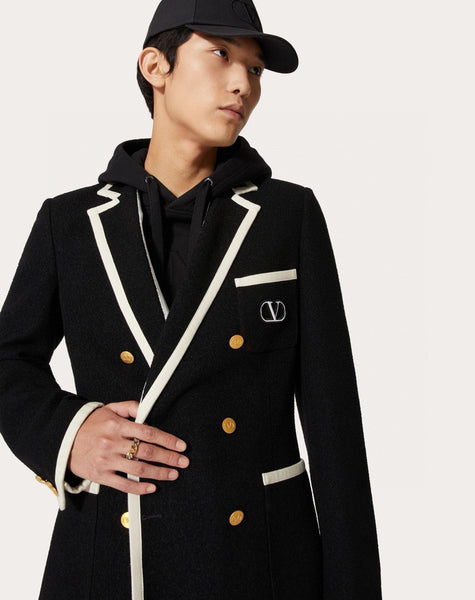 Premium double-breasted Blazer With Brand Logo