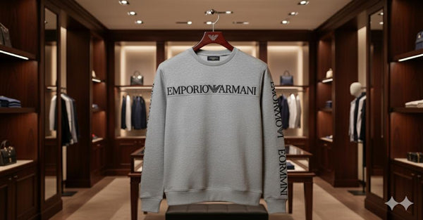 Luxury Brand Logo Print Grey Fleece Pullover